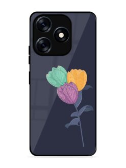 Flower Vector Glossy Metal Phone Cover for Tecno Spark 10 (4G)