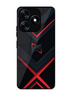 Red Gray Abstract Glossy Metal Phone Cover for Tecno Spark 10 (4G)