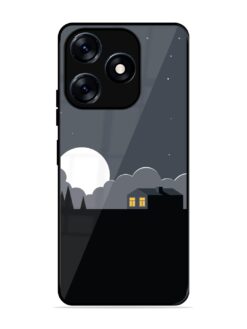 Full Moon Vector Art Glossy Metal Phone Cover for Tecno Spark 10 (4G)