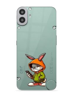 Grumpy Bunny With Phone Transparent Printed Mobile Case for Nothing CMF Phone 1