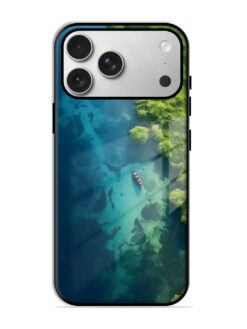 Aerial View Of Lake And Boat Premium Glass Case for Apple Iphone 17 Pro Max