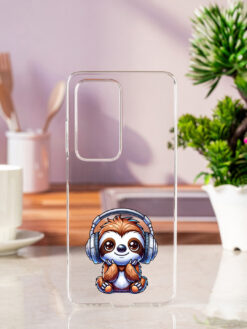 Cute Sloth With Headphones Transparent Printed Mobile Case for Oppo A5 (5G)
