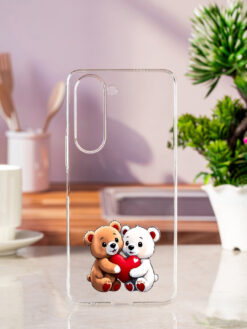 Teddy Bear With Heart Transparent Printed Mobile Case for Vivo Y19E