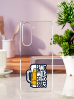 Save Water Drink Beer Transparent Printed Mobile Case for Vivo Y19E