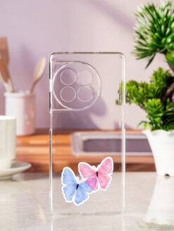Pink And Blue Butterfly Transparent Printed Mobile Case for Oneplus 11R (5G)