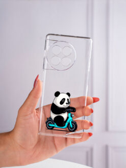 Alternative view of Panda Riding A Blue Scooter Transparent Printed Mobile Case for Oneplus 11R (5G)