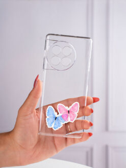 Alternative view of Pink And Blue Butterfly Transparent Printed Mobile Case for Oneplus 11R (5G)