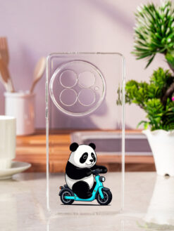 Panda Riding A Blue Scooter Transparent Printed Mobile Case for Oneplus 13 (5G)