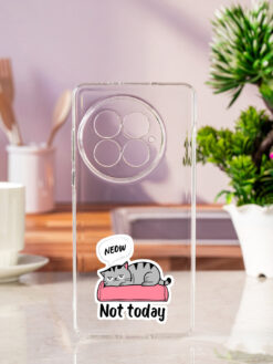 Not Today Lazy Cat Transparent Printed Mobile Case for Oneplus 13 (5G)