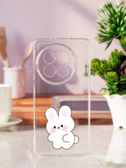 Little Rabbit Bunny And Butterfly Transparent Printed Mobile Case for Oneplus 13 (5G)