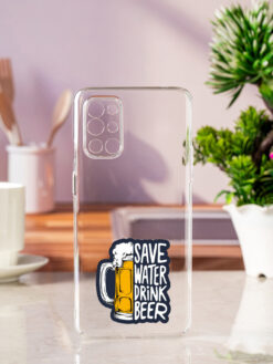 Save Water Drink Beer Transparent Printed Mobile Case for Oneplus 9R (5G)