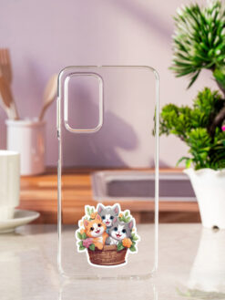 Kitten Basket Blooms Transparent Printed Mobile Case for Samsung Galaxy A23