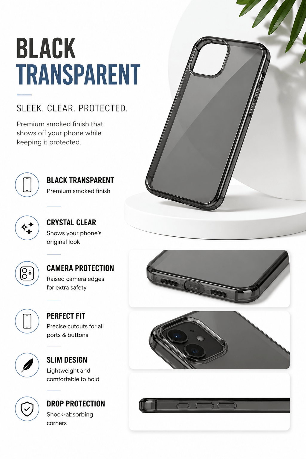 Crystal Black Transparent Case for Motorola Moto Edge 50 Fusion (5G) 4 Crystal Black Transparent Case for Motorola Moto Edge 50 Fusion (5G) Zapvi