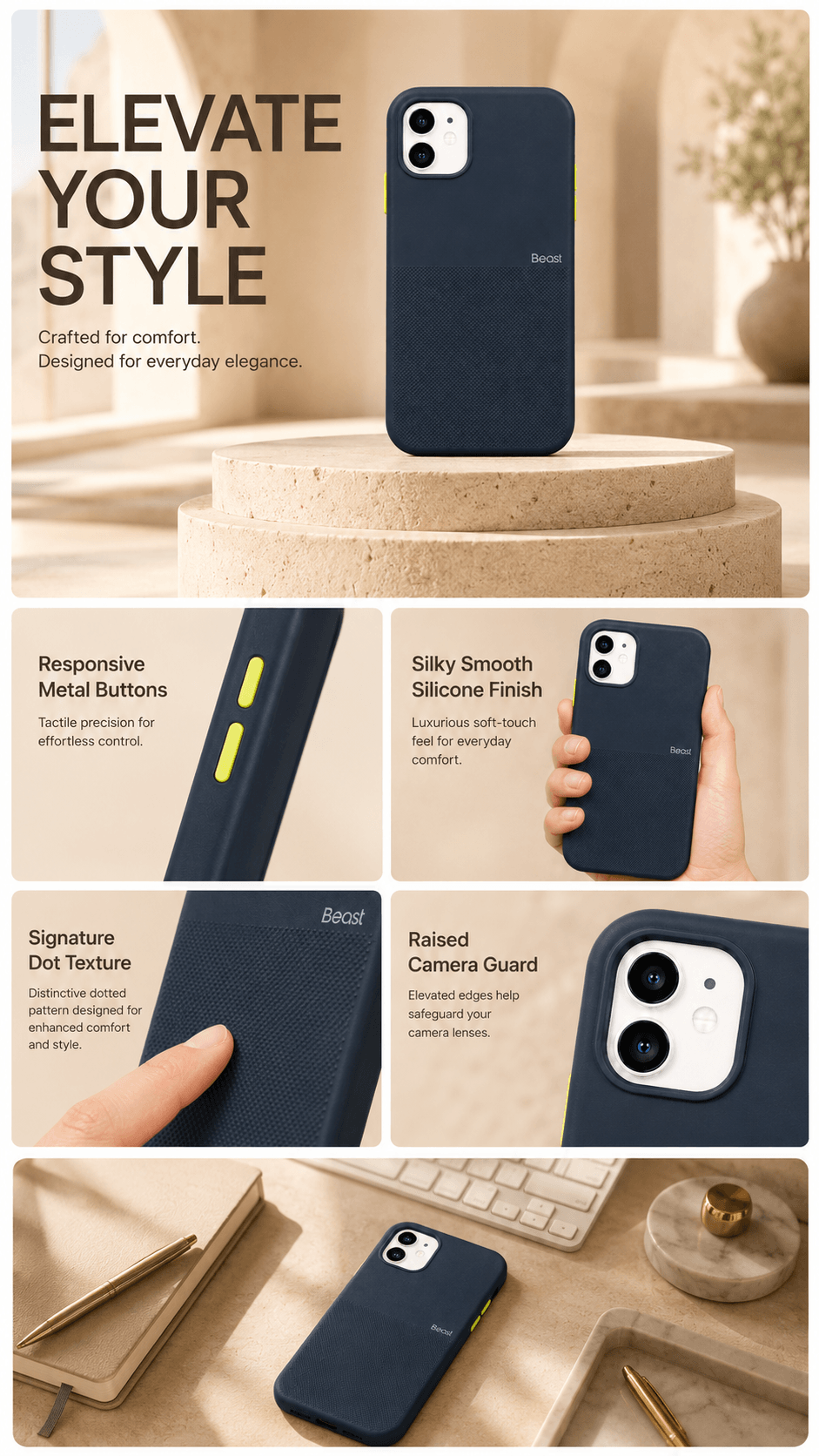 Premium Textured Grip Black Silicone Cover For Apple Iphone 14 Zapvi